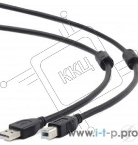 Кабель USB 2.0 Pro Cablexpert CCF2-USB2-AMBM-6, AM/BM, 1.8м, экран, 2феррит.кольца, черный, пакет