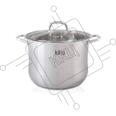 Кастрюля LARA LR02-43 11л LR02-43 LARA (нерж) 26x21см, 11л, капсулир индукц дно, стекл кры