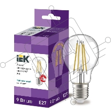 Лампа LED A60 шар прозр. Iek LLF-A60-9-230-40-E27-CL 9Вт 230В 4000К E27 серия 360°
