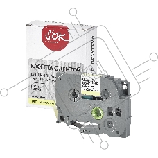 Кассета с лентой S'OK by Sakura Printing TZEC21 для Brother,  черный на желтом, 9мм/8м , наклейка