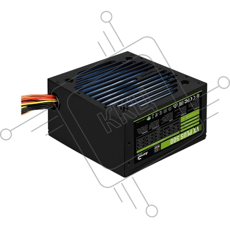 Блок питания Aerocool VX PLUS 500 RGB <500W, (20+4+4+4) pin, (6+2) pin, 3xSATA, 3xMolex, FDD, 12 см, подсветка, кабель п