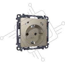 Комплект механизма электрической розетки 2USB С+C 20W с/з на винтовых зажимах 16A-250V ALFA Серо-бежевый матовый QUANT (AP3705, VM165) MA370510