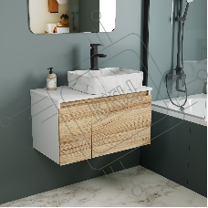 Комплект: тумба Bau Dream Blackwood 80, раковина прямоугольная BAU Cerama 48х37, мрамор, смеситель Hotel Black, черный матовый
