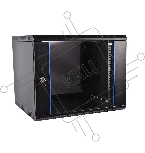 Шкаф телеком. настенный разборный 6U (600х520) дверь стекло,цвет черный (ШРН-Э-6.500-9005)