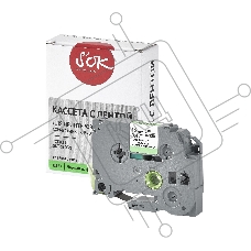 Кассета с лентой S'OK by Sakura Printing TZED31 для Brother,  черный на зеленом, 12мм/8м , наклейка
