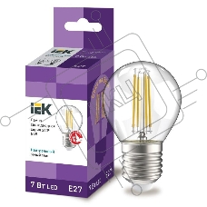 Лампа LED G45 шар прозр. Iek LLF-G45-7-230-40-E27-CL 7Вт 230В 4000К E27 серия 360°
