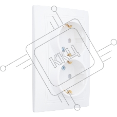 Розетка 2П+З двойная с защ. шт. скрытой установки 16А 250В IP20, белая (керамика) 