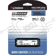 Твердотельный накопитель Kingston SSD DC2000B 240GB, M.2 22x80mm, NVMe, PCIe Gen 4x4, 3D TLC, R/W 4500/400MB/s, IOPs 260 000/18 000, TBW 175, DWPD 0.4 No Heatsink) (12 мес)