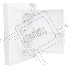 Розетка 2П+З двойная с защ. шт. и крышкой скрытой установки 16А 250В IP44, белая (керамика) 