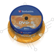 Диск DVD-R Verbatim 4.7Gb 16x Cake Box (25шт) (43522)