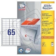 Этикетки Avery Zweckform 3666 A4 97x21.2мм 65шт на листе/70г/м2/100л./белый матовое самоклей. универсальная