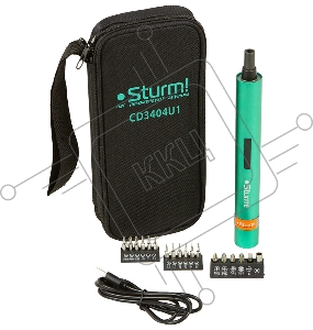 Отвертка Аккумуляторная Sturm! CD3404U1, 3,6 В, USB type C, набор бит, сумка, без ЗУ