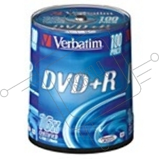 Диск DVD+R Verbatim 4.7Gb 16x Cake Box (100шт) (43551)