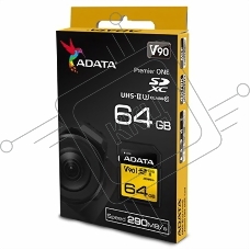 Флеш карта SD 64Gb ADATA Premier ONE SDXC Class 10 UHS-II U3 V90 290MB/s Флеш карта SD 64Gb ADATA Premier ONE SDXC Class 10 UHS-II U3 V90 290MB/s
