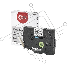 Кассета с лентой S'OK by Sakura Printing HSe-231 для Brother,  черный на белом, 12мм/8м , наклейка
