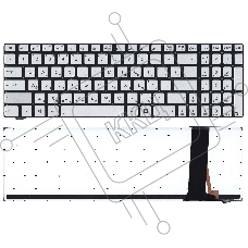 Клавиатура для ноутбука Asus N550 серебристая с подсветкой