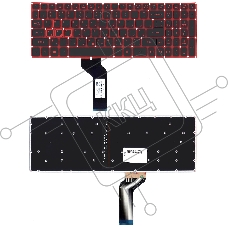 Клавиатура для ноутбука Acer Nitro 5 AN515-51 черная с красной подсветкой (стрелки без рамки)