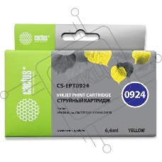 Картридж струйный Cactus CS-EPT0924 (T0924) желтый (6,6 мл) для Epson Stylus C91/ CX4300/ T26/T27/TX106/TX109