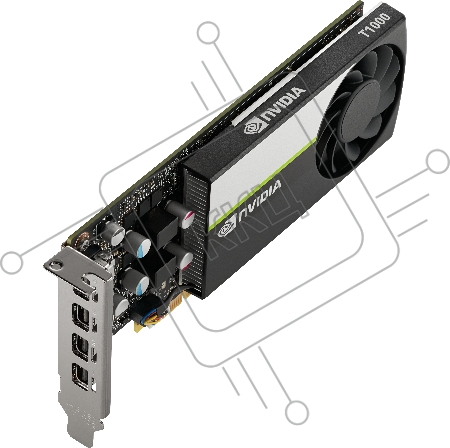 Видеокарта VGA PNY NVIDIA QUADRO T1000, 4 GB GDDR6/128 bit, PCI Express 4.0 x16, 4x mDP, PG172