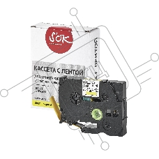 Кассета с лентой S'OK by Sakura Printing HSe-631 для Brother,  черный на желтом, 12мм/8м , наклейка