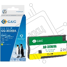 Картридж струйный G&G GG-3ED69A 712 желтый (29мл) для HP DesignJet T650/T630/T250/T230/T210/Studio Plotter Printers