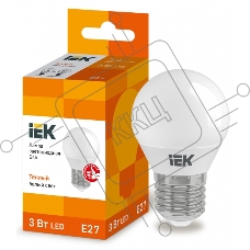 Лампа светодиодная LED 3Вт Е27 220В 3000К G45 шар LLE-G45-3-230-30-E27 IEK