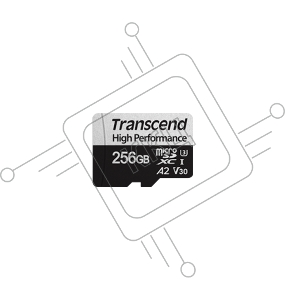 Карта памяти Transcend 256GB microSDXC Class 10 UHS-I U3 V30 A2 R100, W85MB/s with SD adapter