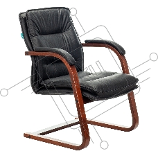 Кресло офисное Бюрократ T-9927WALNUT-AV черный, кожа, полозья дерево