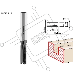 Фреза пазовая прямая ЗУБР 8x19мм, хвостовик 8мм
