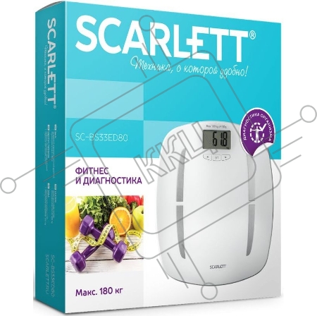 Весы напольные электронные Scarlett SC-BS33ED80 макс.180кг белый