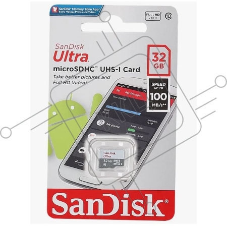Флеш карта microSD 32GB SanDisk microSDHC Class 10 Ultra UHS-I 100MB/s