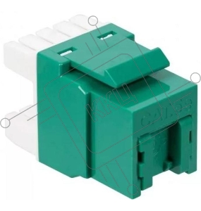 Модуль Keystone, RJ45, кат.5E, UTP, 180 градусов, со встроенной шторкой, зеленый