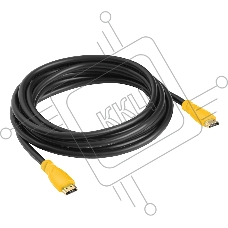 Кабель Greenconnect5.0m HDMI версия 1.4,черный, желтые коннекторы, OD7.3mm, 30/30 AWG, позолоченные контакты, Ethernet 10.2 Гбит/с, 3D, 4K , экран