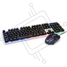 Комплект ExeGate Professional Standard Combo MK140 с подсветкой (клавиатура влагозащищенная 104кл. +  мышь оптическая 1000dpi, 3 кнопки и колесо прокрутки, длина кабелей 1,5м; USB, серый, Color Box)