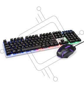 Комплект ExeGate Professional Standard Combo MK140 с подсветкой (клавиатура влагозащищенная 104кл. +  мышь оптическая 1000dpi, 3 кнопки и колесо прокрутки, длина кабелей 1,5м; USB, серый, Color Box)