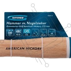Молоток-гвоздодер, 380 г, угол 75, магнит, обрезиненная рукоятка AMERICAN HICKORY   GROSS