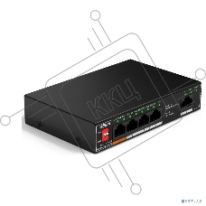 Коммутатор неуправляемый 5-портовый с РоЕ DAHUA DH-SF1005P, 4xRJ45 100Mb PoE, 1xRJ45 100Mb uplink, суммарно 60Вт, коммутация 1.8 Гбит/с, MAC-таблица 2K, металл