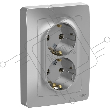 Розетка 2-м СП BLANCA 16А 250В без шторок с заземл. алюм. SchE BLNRS001023
