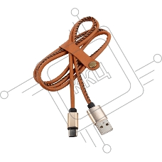 Кабель USB-Type-C/2A/leather/brown/1m/Rexant