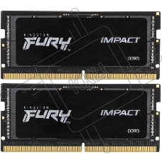Оперативная память Kingston Fury Impact, DDR5, 32GB (2x16GB), 6400MHz, CL38, SO-DIMM, с радиатором, черный