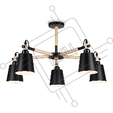 Светильник Ambrella light TR82211/5 BK/LW черный/светлое дерево E27/5 max 40W D780*430