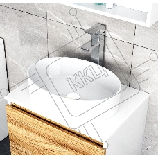 Комплект для ванной, 4 предмета (Тумба Bau Dream Blackwood 80, раковина BAU Nimb 50х36, смеситель для раковины высокий Hotel Still, нержавеющая сталь, выпуск клик клак, белый)