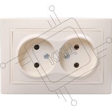 Розетка 2-м СП Кварта 10А IP20 без заземл. крем. ИЭК ERK23-K33-10-DM