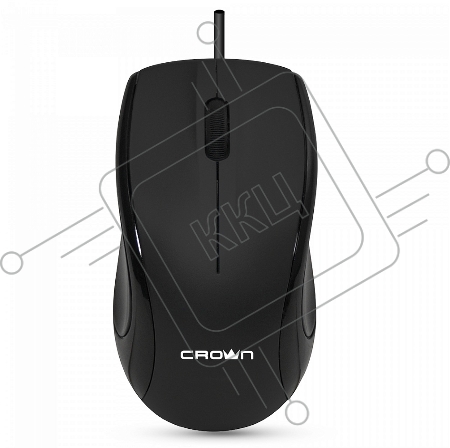 Мышь CROWN CMM-31 (Black)  (3 кнопки; 1000DPI; Длина провода: 1.3м; USB; Soft-touch пластик ,Plug & Play)