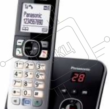 Телефон Panasonic KX-TG6821RUB  (черный) {Беспроводной DECT,автоответчик,определитель номера,телефонный справочник 120 зап.}