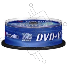 Диск DVD+R Verbatim 4.7Gb 16x Cake Box (25шт) (43500)