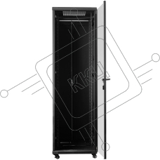 Шкаф серверный Lanmaster (TWT-CBB-47U-6X10-G1) напольный 47U 600x1000мм пер.дв.стекл металл 2 бок.пан. 800кг черный