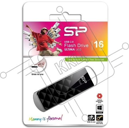 Флеш Диск Silicon Power 16Gb Ultima U03 SP016GBUF2U03V1K USB2.0 черный