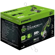 Угловая шлифовальная машина аккумуляторная GreenWorks GD24UCS, 24V, б/щет, 20000 об/мин,76 мм, рез 18 мм,1х2Ач,ЗУ,кор 3402007CUA