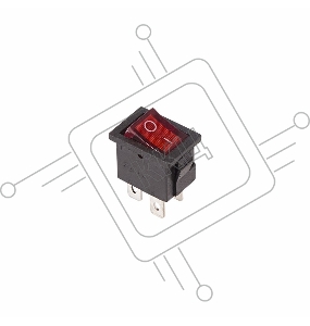 Выключатель клавишный 250V 6А (4с) ON-OFF красный с подсветкой Mini | 36-2190 | REXANT